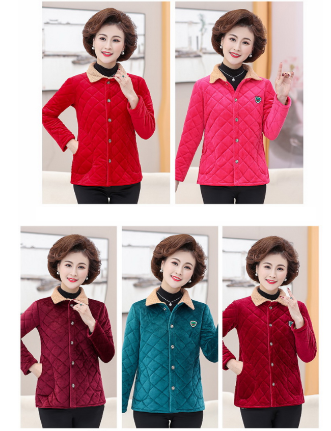 Áo khoác nữ 💖 Áo khoác nhung lót lông nữ trung niên dáng ngắn