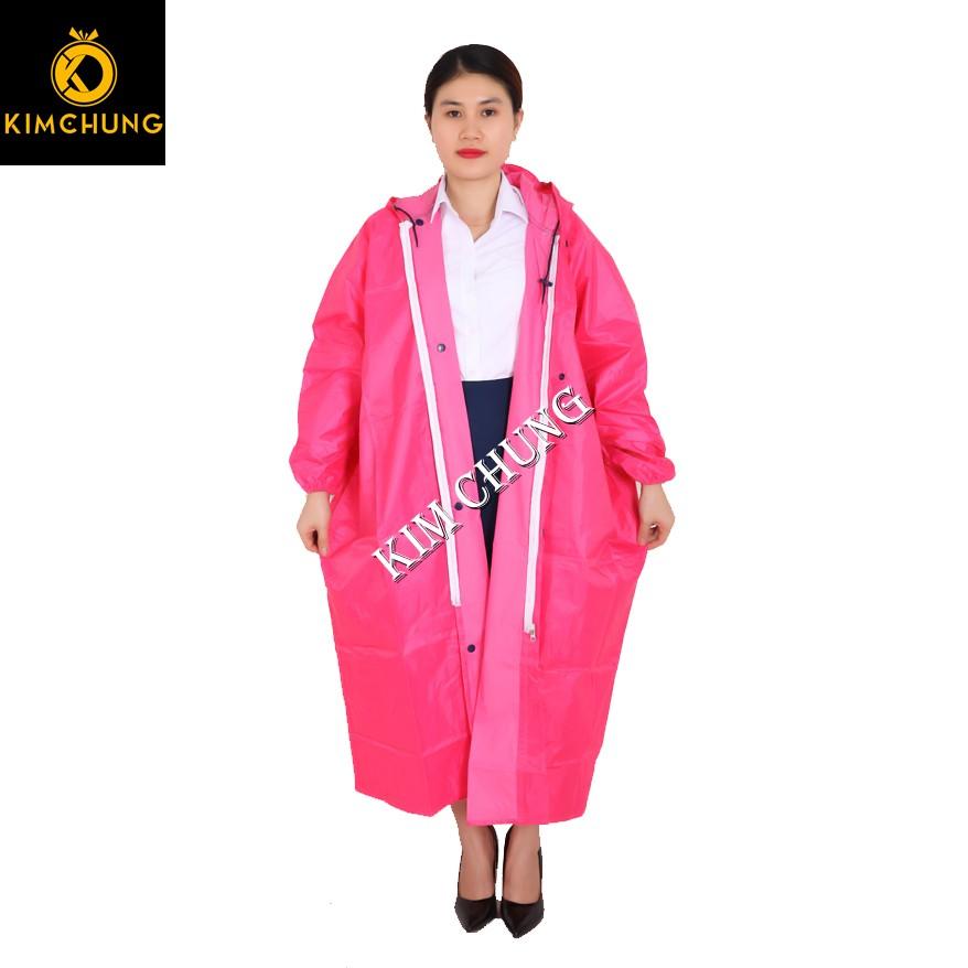 [HCM](Size 3XL 1m65 trở lên mặc vừa) Áo mưa thời trang nữ vải dù cao cấp có dây kéo và nút gài
