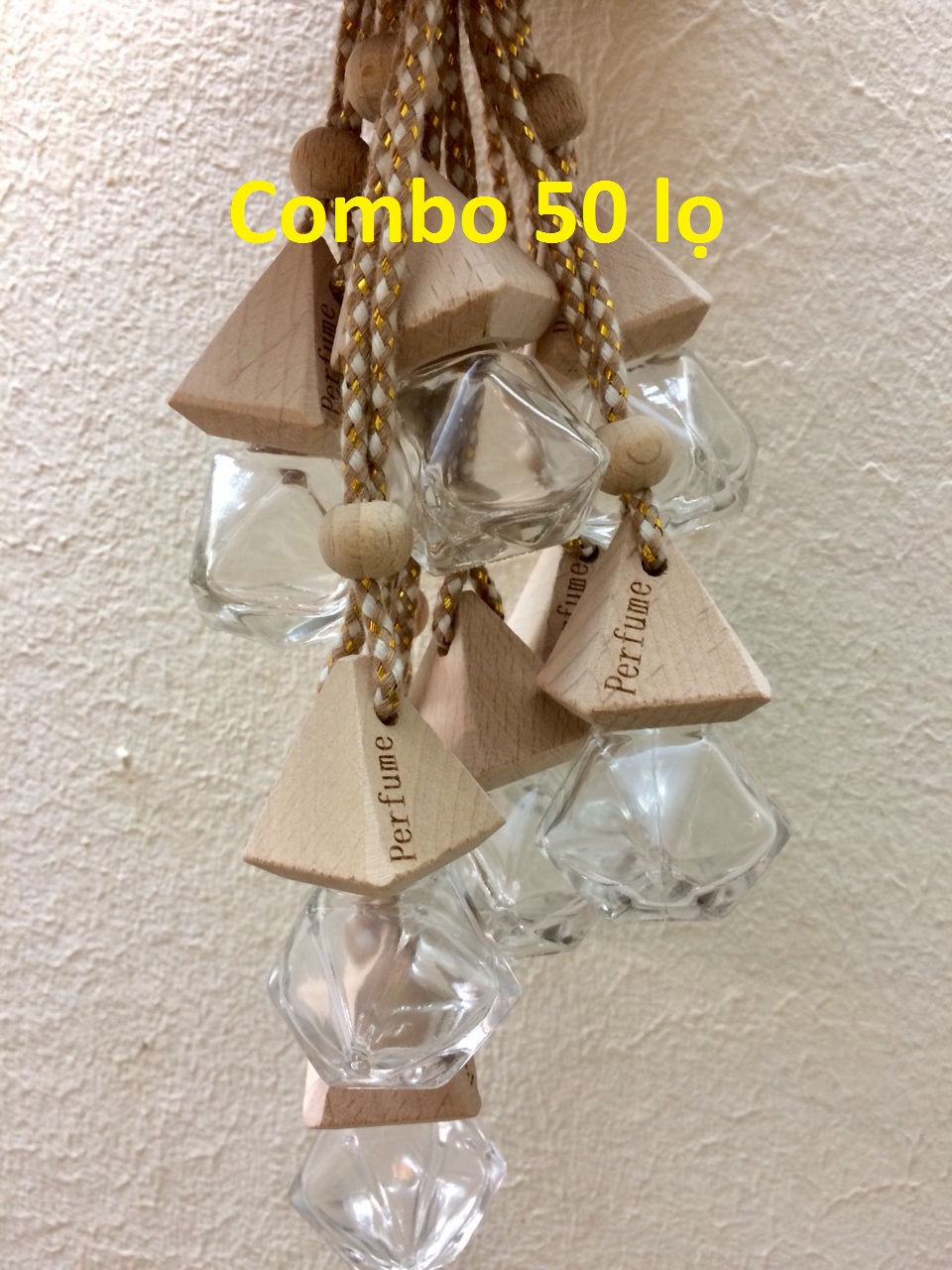 Combo 50 Lọ đựng tinh dầu treo xe hình lục lăng