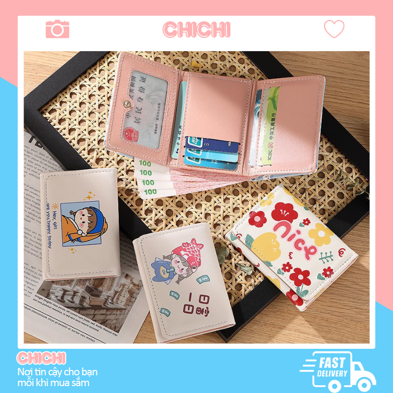 Ví nữ mini cầm tay đựng tiền ngắn nhỏ gọn cute nhiều ngăn cao cấp giá rẻ ChiChi VN05