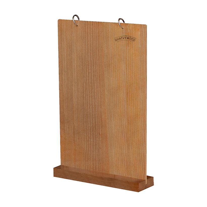 Menu để bàn quán cafe có khoen lật bằng gỗ Standee để bàn cao cấp kệ menu gỗ để bàn Nhatvywood A4-NV4103 cho nhà hàng quán cafe quán bar hay quảng cáo sản phẩm.