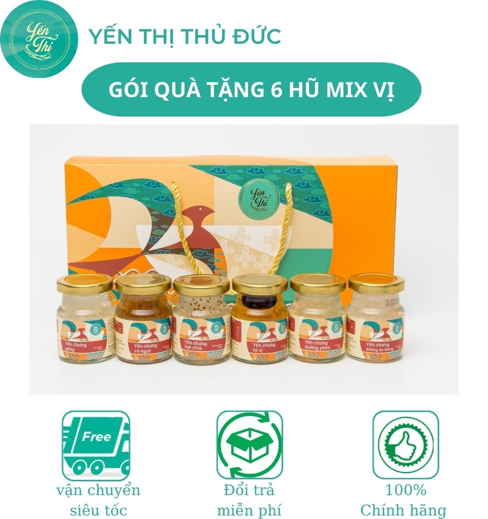 Yến thị - gói quà tặng 6 hũ đủ vị - yến hũ nguyên chất 70gr yến vụn tươi