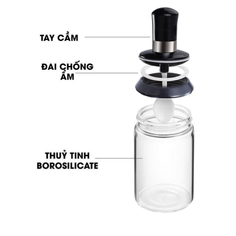 Hũ đựng gia vị có thìa thông minh - hộp gia vị thủy tinh kèm thìa.