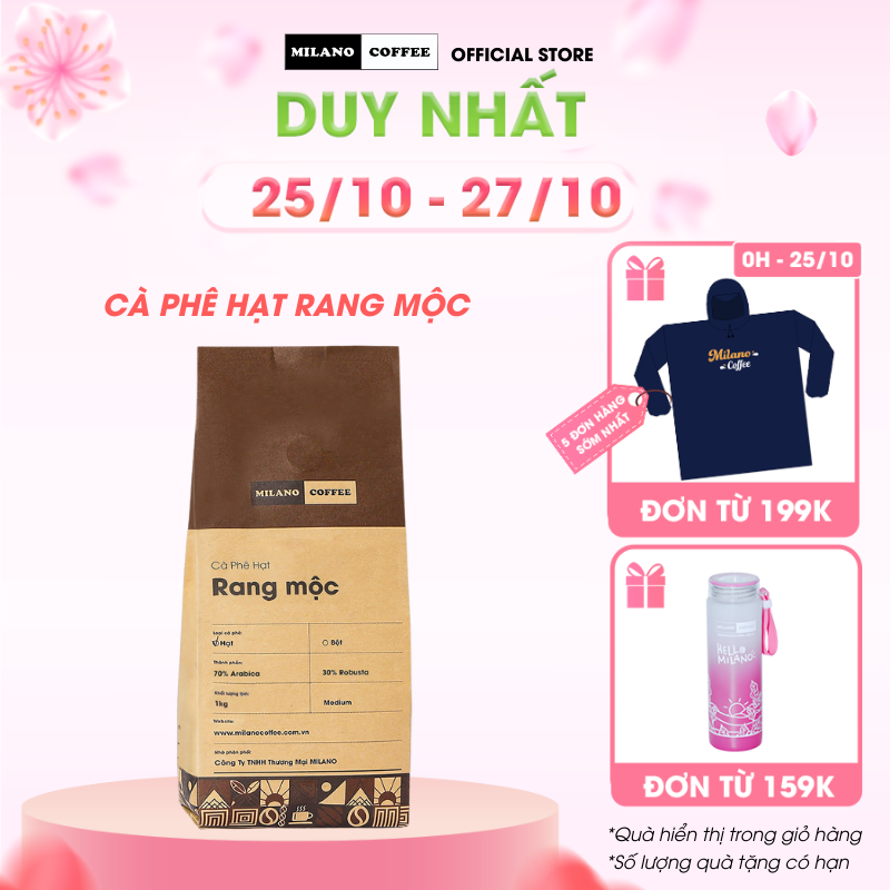 Cà phê NGUYÊN CHẤT 100% RANG MỘC MILANO COFFEE LOẠI 1 KG