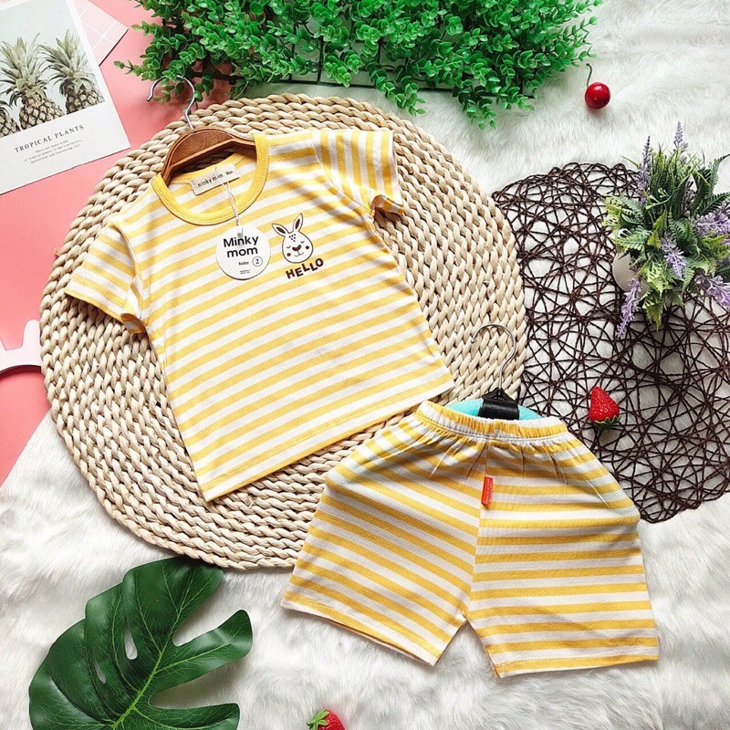 (tổng kho sỉ hy) bộ cotton kẻ minky mom cho bé (8-20kg) HOT SALE