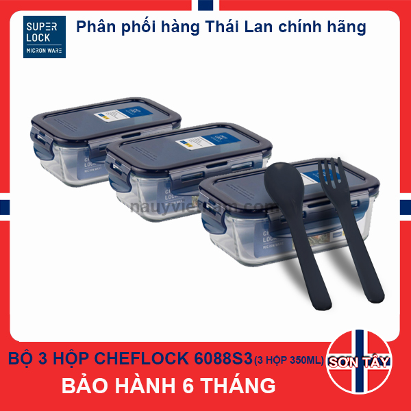 Bộ 3 hộp thuỷ tinh cheflock 6088s3