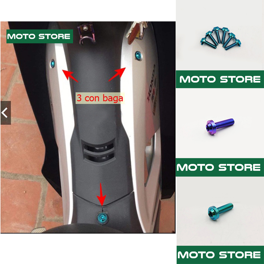 Ốc Titan gr 5 lắp dàn áo full cho xe Wave a 100, 110 2007- 2022 chuẩn motostore