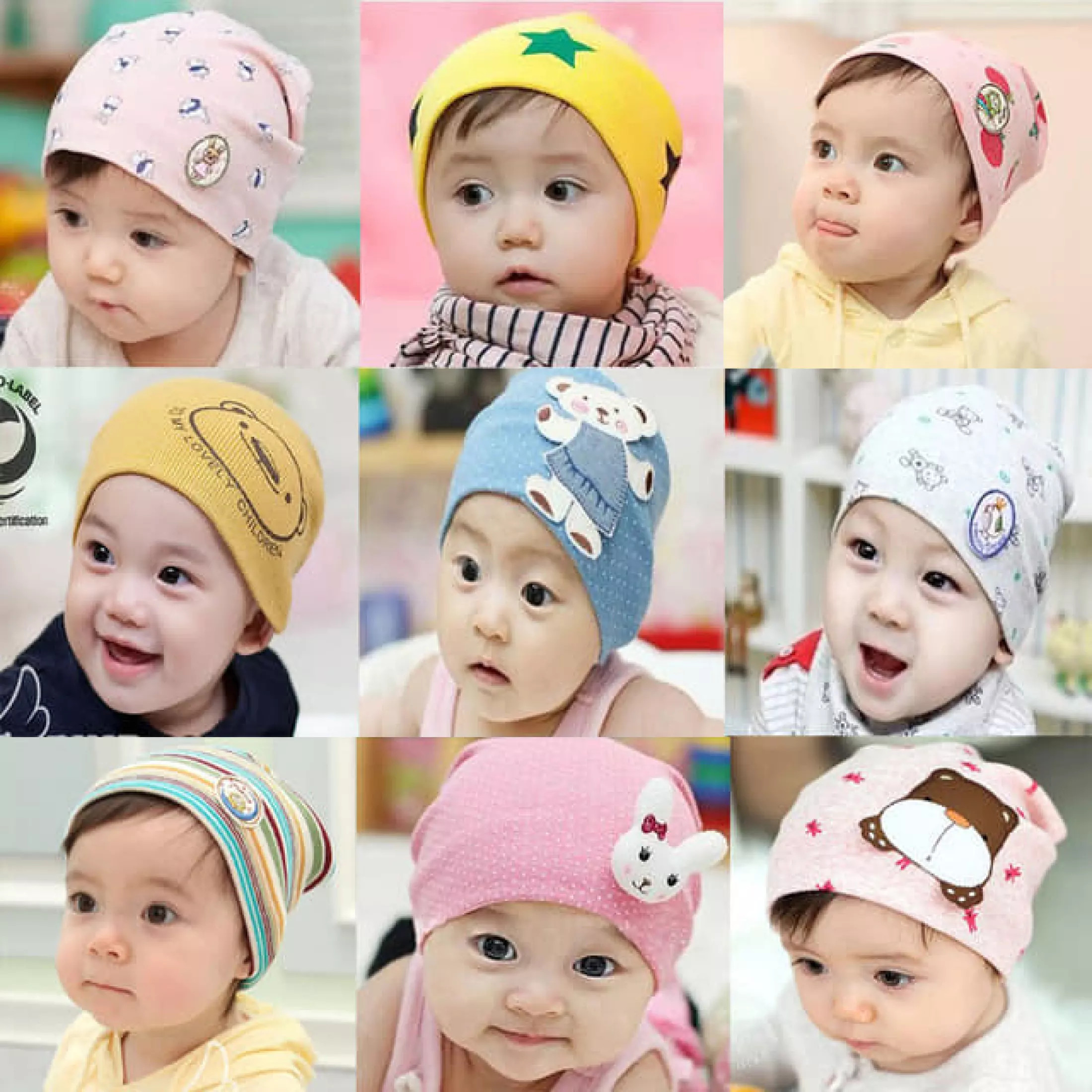 Nón mũ len cho bé gái bé trai 0-18th 2 lớp cotton co giản thấm hút mồ hôi cực tốt- MÀU NGẪU NHIÊN