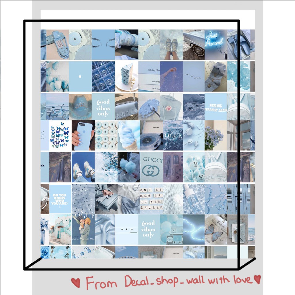 12 tấm Wall Collage - theme Xanh dương nhạt