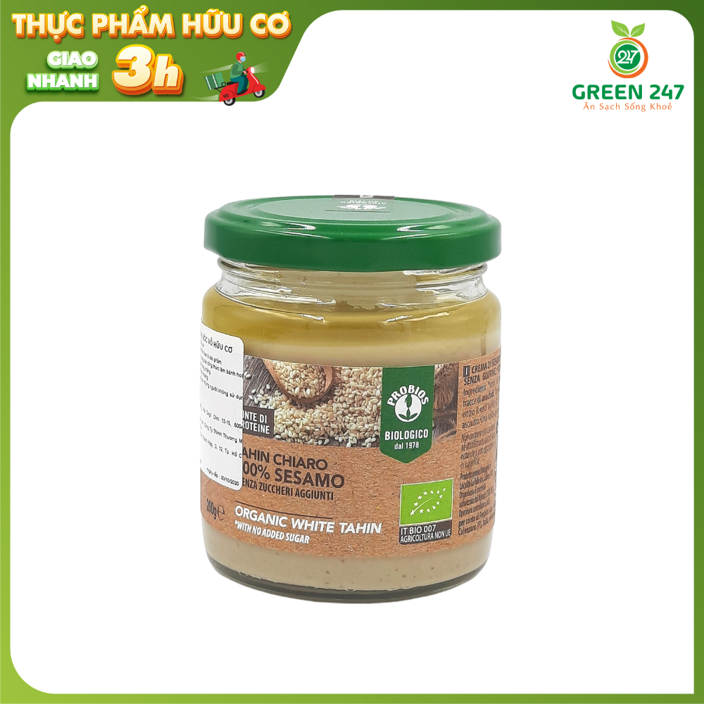 Bơ hạt vừng Tahin bóc vỏ hữu cơ probios Green247 200g PVN318 chính hãng