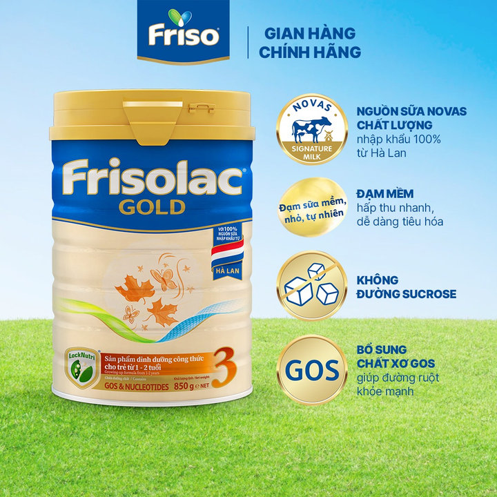 FRISO GOLD - SỮA BỘT FRISOLAC GOLD 3 850G CHO BÉ 1-2 TUỔI 850GR