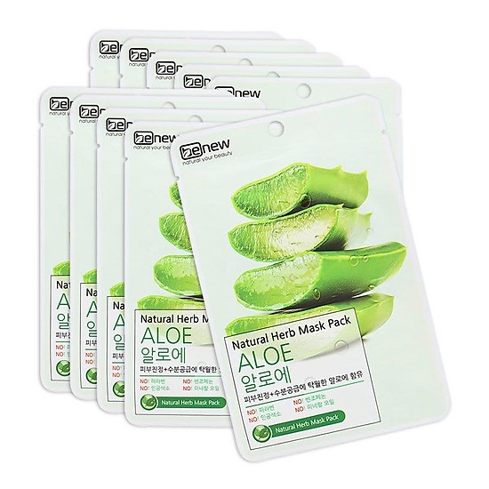 Combo 10 miếng mặt nạ lô hội Benew Natural Herb Mask Pack Aloe