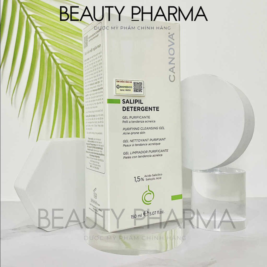 [DATE 2/2029-TEM CHÍNH HÃNG DA LIỄU] Gel/Sữa rửa mặt ngăn ngừa mụn Canova Salipil Detergente Purifying Cleansing Gel 150ml