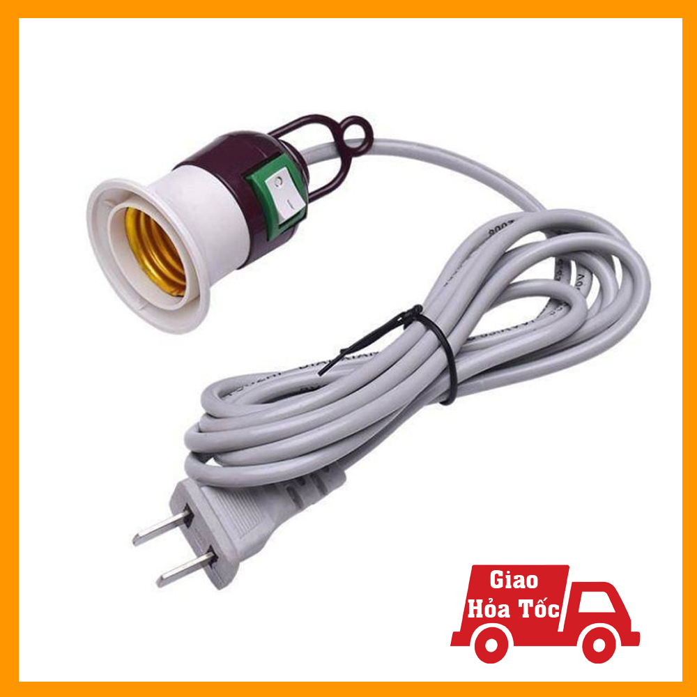 Đui đèn e27 có dây dài 4 mét + công tắc móc treo tiện lợi - đuôi đèn e27, chui đèn, chuôi đèn, đui bóng đèn led e27 đèn led nhshop
