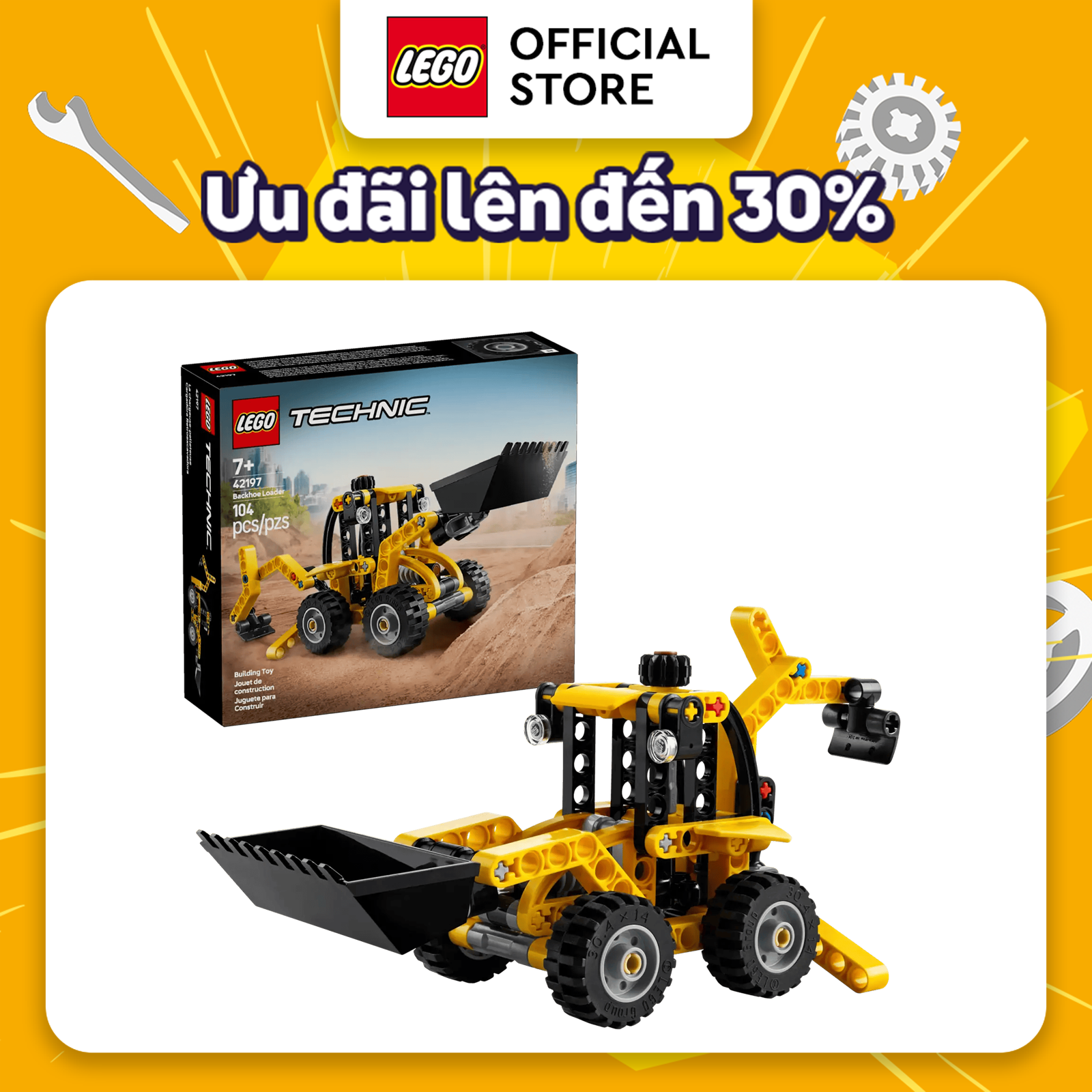 LEGO TECHNIC 42197 Đồ Chơi Xe Máy Đào Và Máy Xúc Kết Hợp (104 chi tiết)