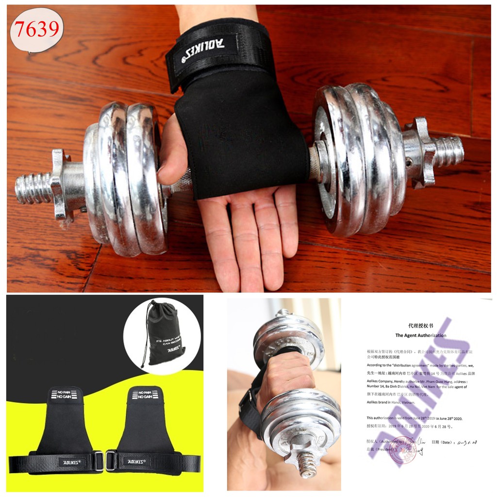 Bán sỉ - aolikes 7639 no pain băng cuốn cổ tay, dây kéo lưng trợ lực cổ tay nâng tạ chống trượt chuyên gym