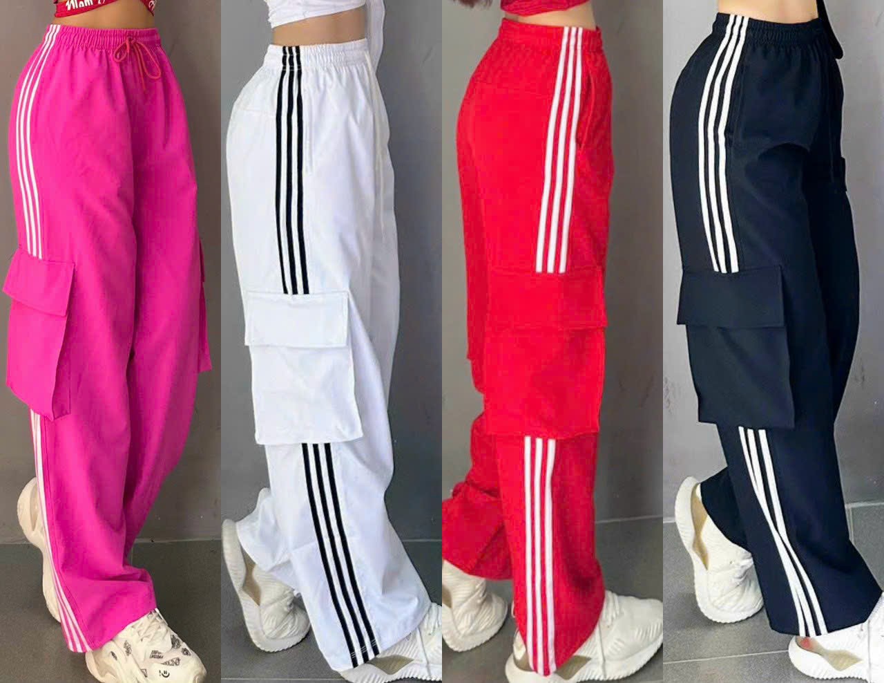 Quần Ống Rộng Phối Túi Quần Dài Thể Thao Nữ Cao Cấp Nhiều Màu Tập Gym Yoga Đi Chơi