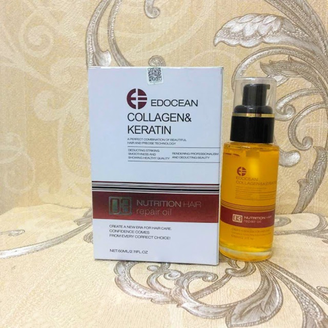 Tinh dầu EDOCEAN Collagen Keratin dưỡng bóng tóc 60ml