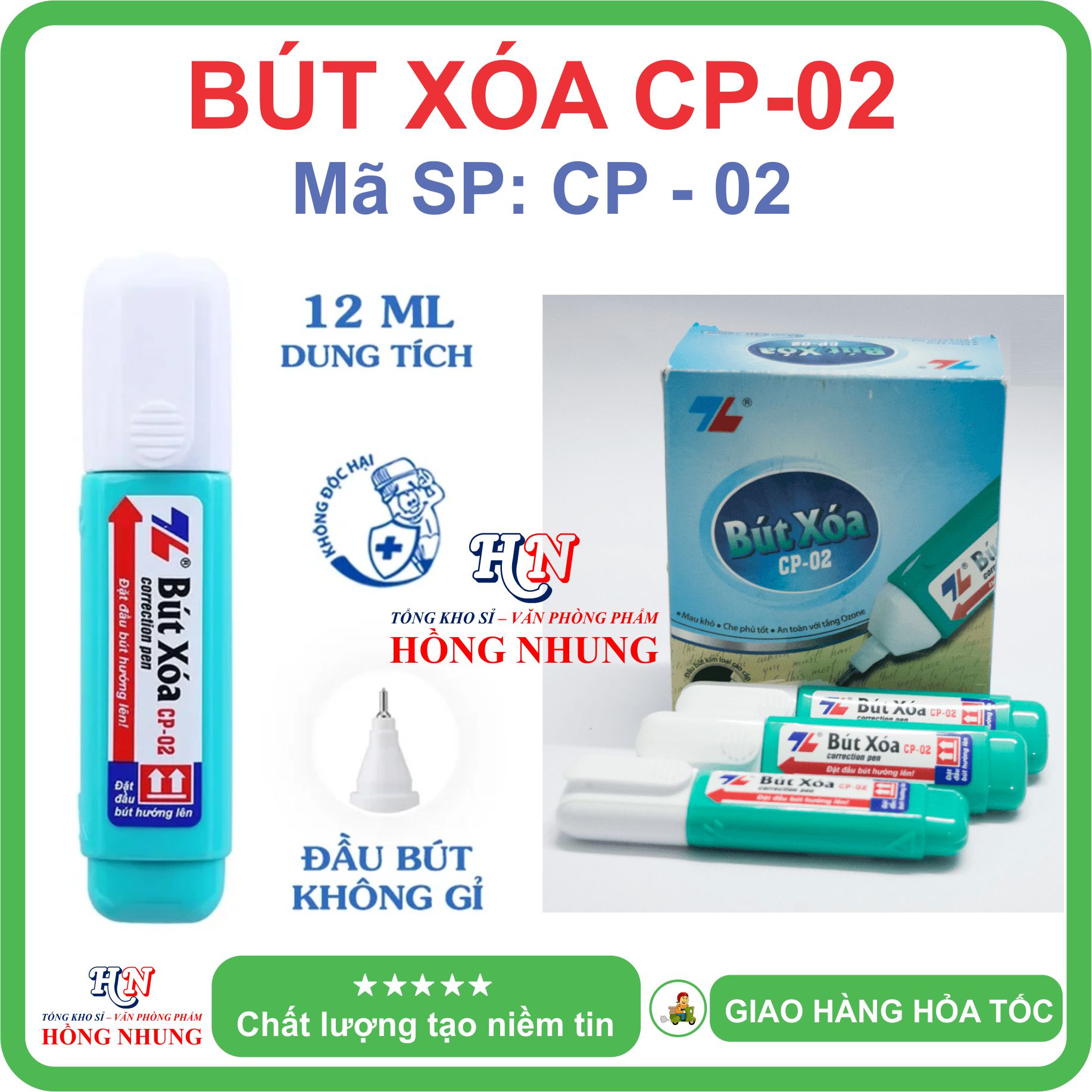 [SÉT] COMBO Hộp 10 Bút xóa nước Thiên Long CP-02, An Toàn, Không Độc Hại, Kiểu Dáng Nhỏ Gọn