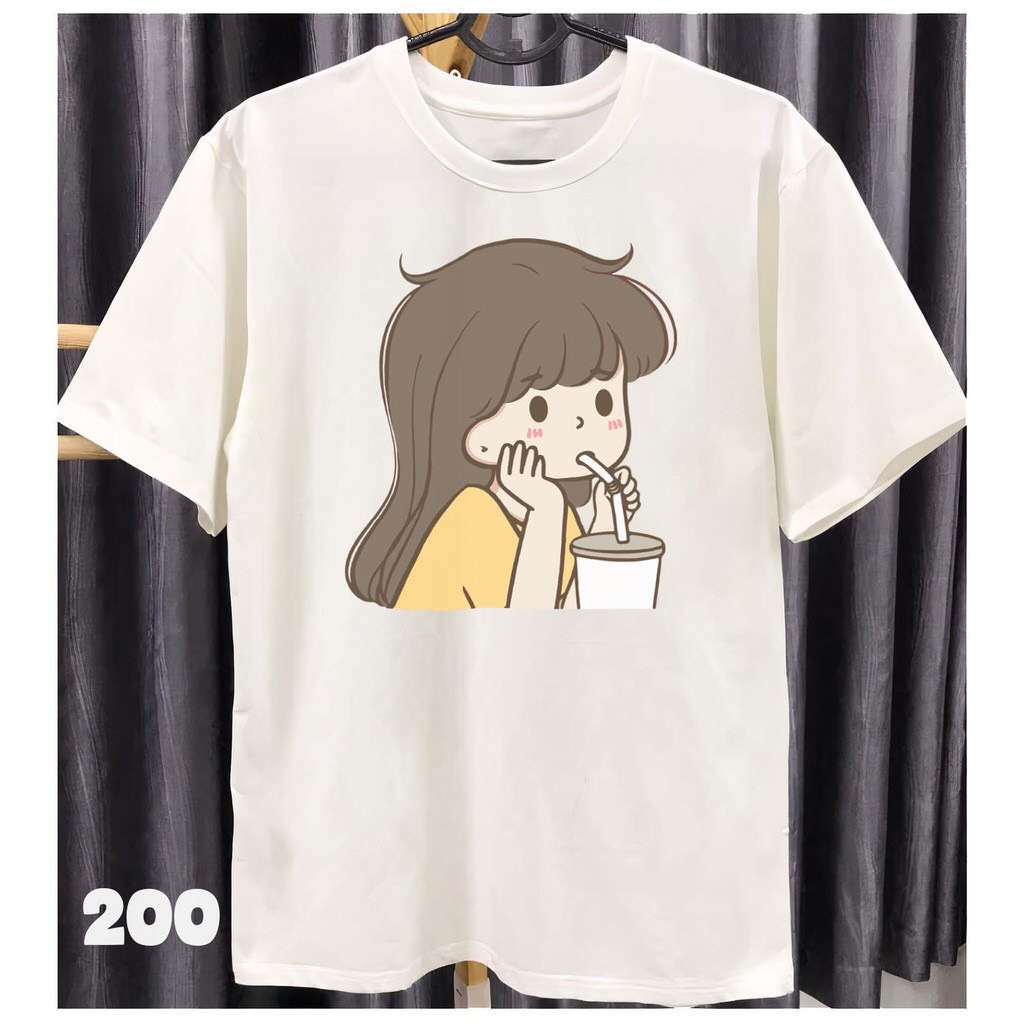 Áo đôi áo cộc tay đôi nam nữ in hình dễ thương rộng đẹp DOMADO D200-209