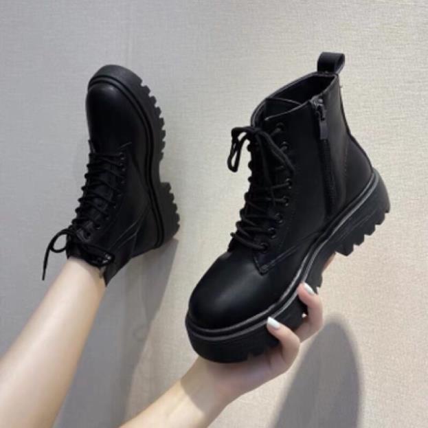 Giày boot nữ ullzang HÀNG TRUNG- -Bốt nữ thời trang màu đen siêu hót