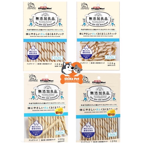 Snack que gặm sạch răng cho chó vị sữa, phô mai doggyman 120g