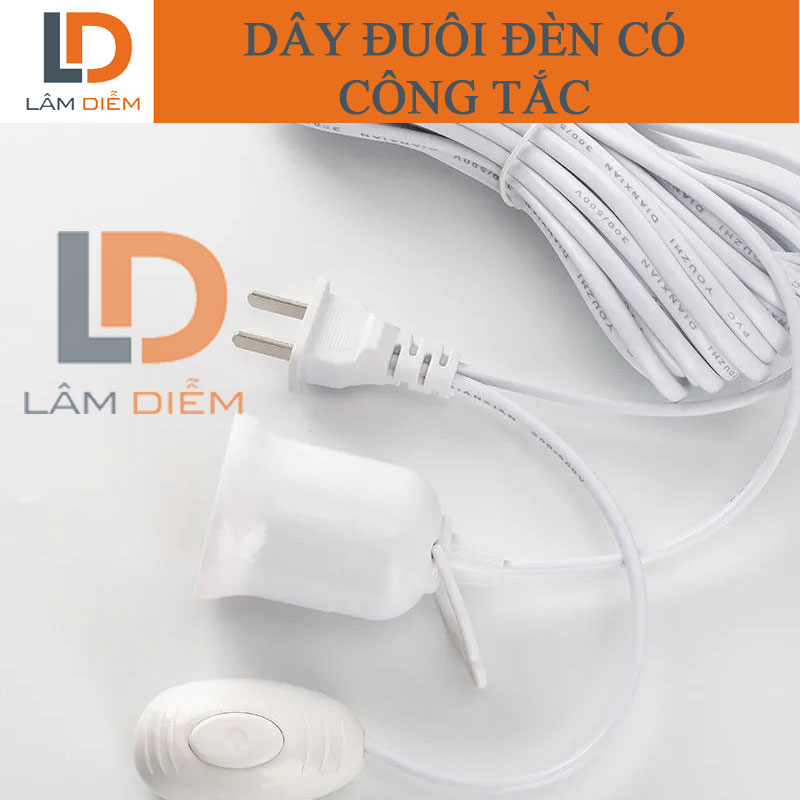 Dây đui bóng đèn E27 có công tắc phích cắm dây dài 2m5 - 4m5