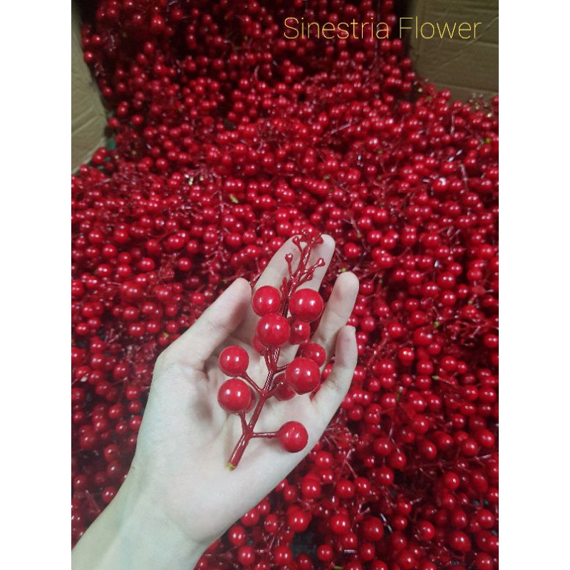 🌼Phụ Liệu Hoa🌼10 Chùm quả mô phỏng trái đào đông đỏ