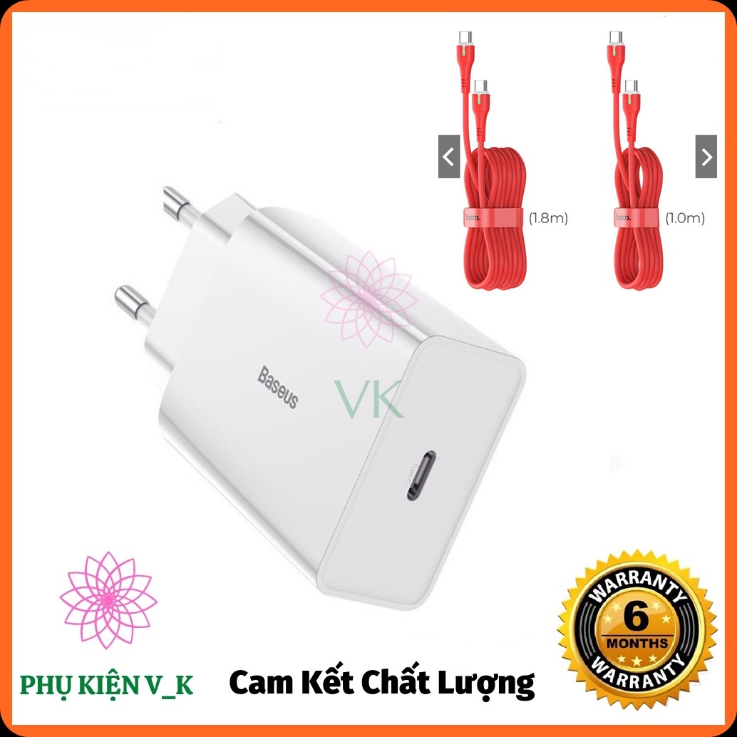 Sét củ sạc typec baseus speed mini qc/pd 18w+cáp sạc nhanh type c to type c 60w- hàng chính hãng
