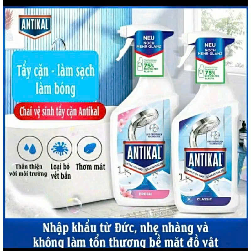 Tẩy Cặn Canxi Và Chống Ăn Mòn Inox Antikal 750ml Tẩy Cặn Vệ Sinh Vòi Rửa, Vòi Sen