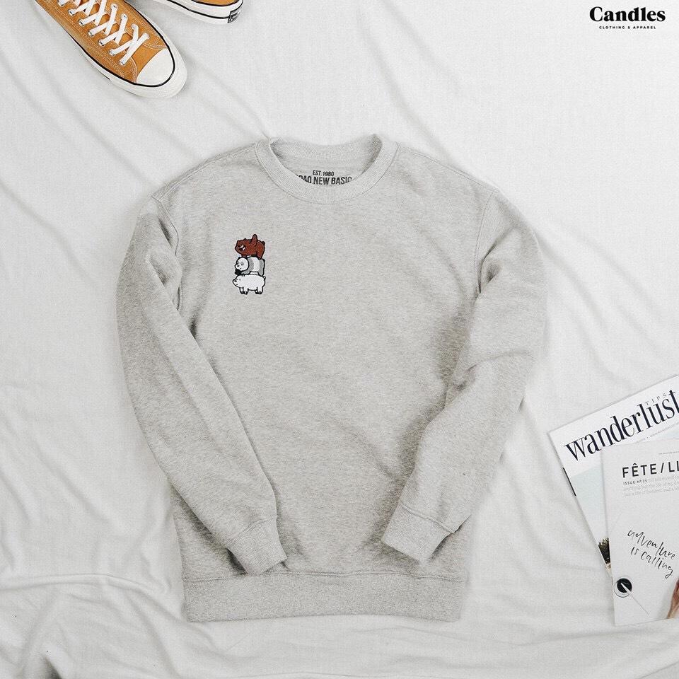 [HCM]Áo sweater thu đông unisex logo 3 gấu có bigsize vải nỉ bông dày