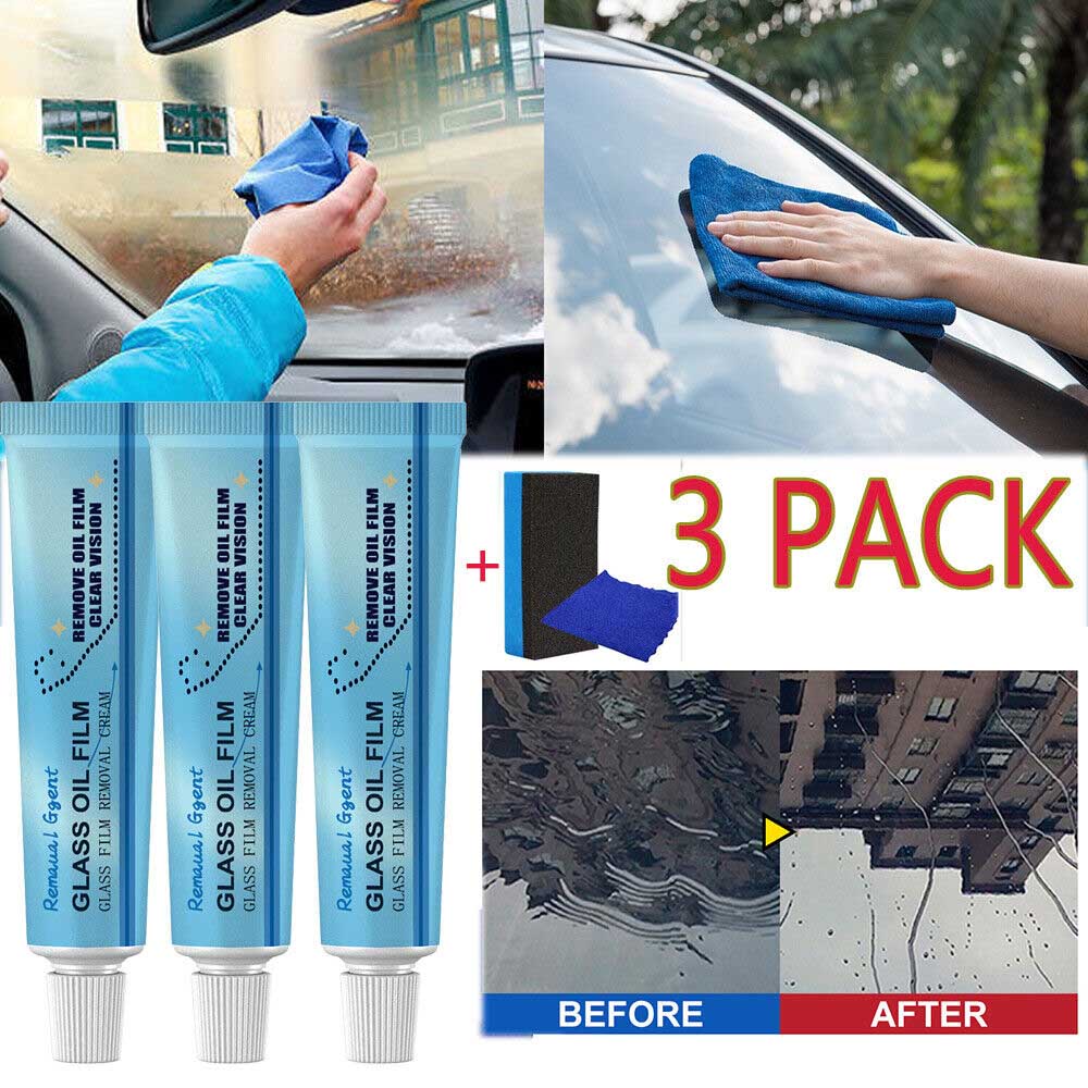 1-3pcs Glass Film Removal Cream, Car Glass Oil Film Cleaner, Car Windshield  Oil Film Cleaner Removal Cream With Sponge