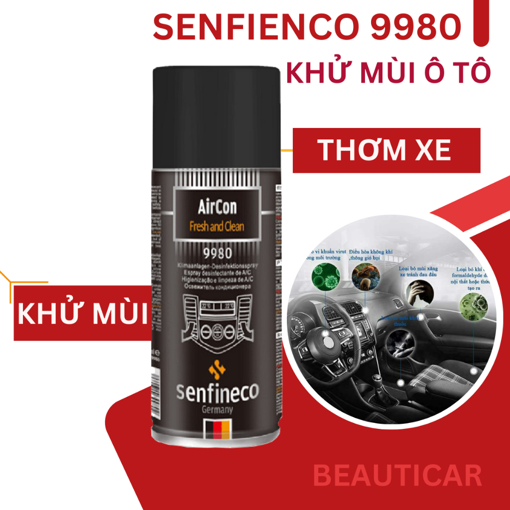 Chai Xịt Khử Mùi & Khử Trùng Không Gian Nội Thất Nhập Khẩu Từ Đức Senfineco 9980 AirCon Fresh And Clean