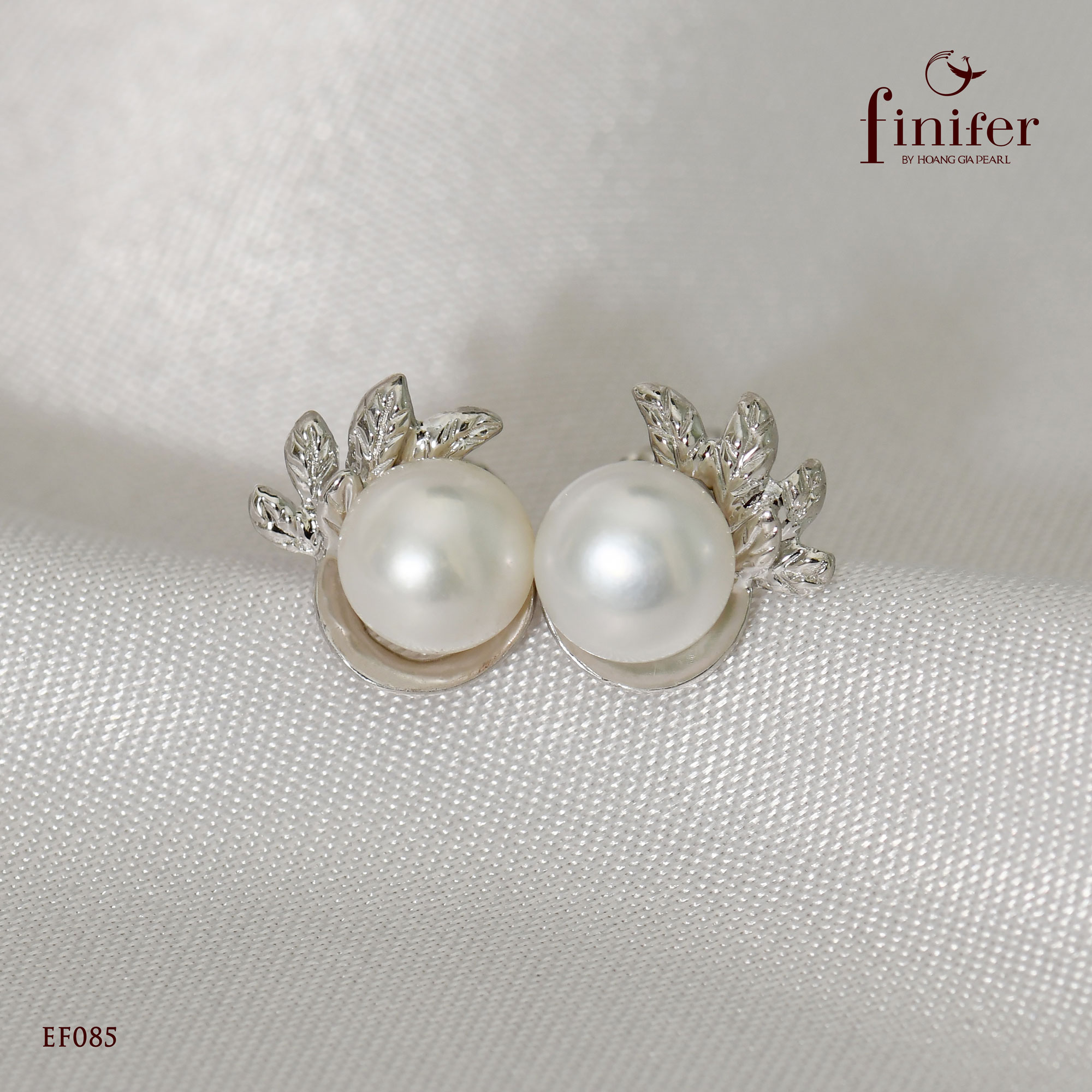 Bông tai ngọc trai thật, bạc quý kim với thiết kế tinh xảo, thanh lịch - EF085 - Finifer by Hoang Gia Pearl