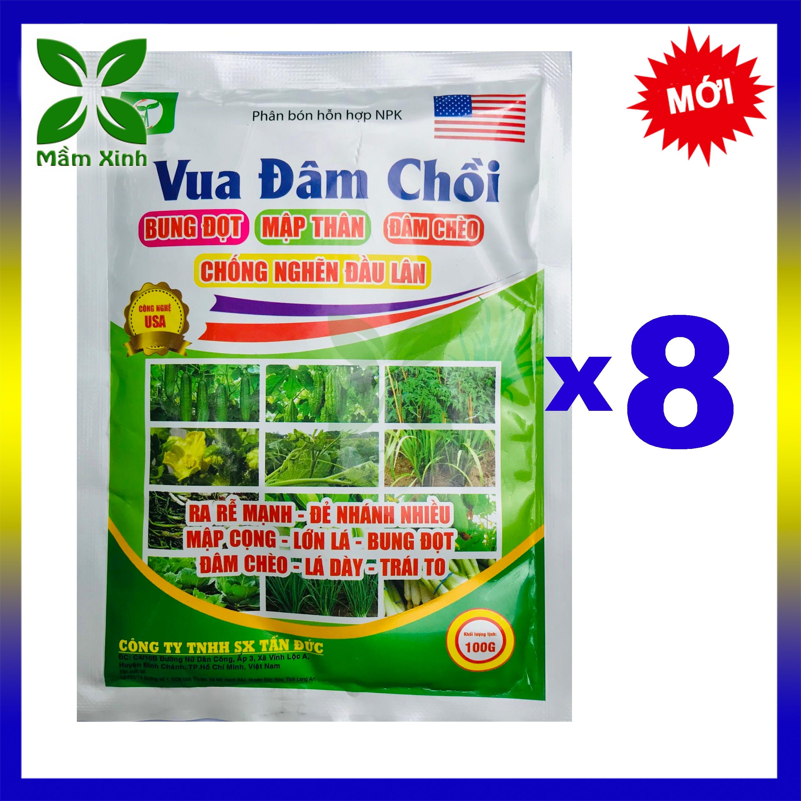 Combo 8 gói Phân bón giúp cây ra đọt đều, xanh lá, dày lá Vọt Đọt Thần Tốc đâm chồi mạnh, chống nghẽn đầu lân, vươn đọt cao xanh lá mướt lá