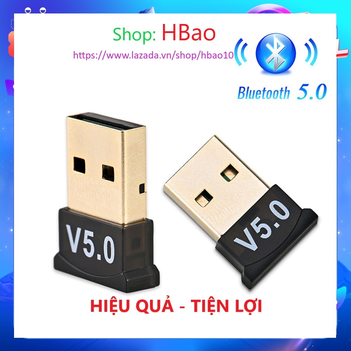 Bộ Thiết bị USB Bluetooth 5.0 Dongle CSR, thu phát bluetooth tốc độ cao cho PC và Laptop