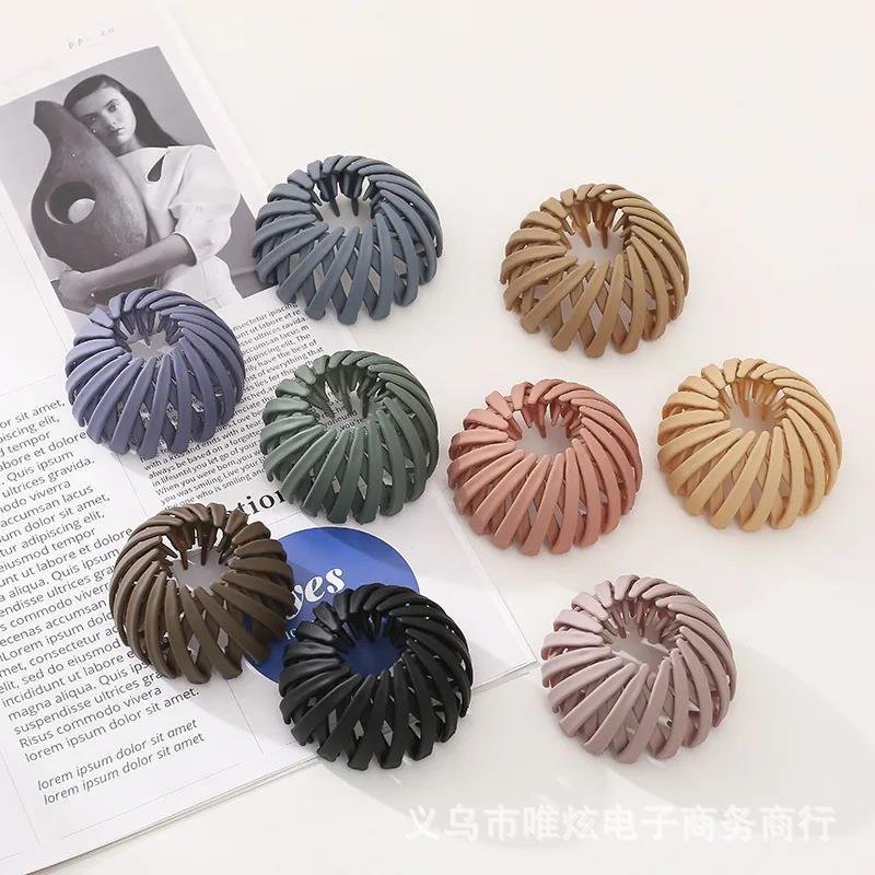 Búi chụp tóc nhựa co giãn đa năng nhiều màu phong cách hiện đại - búi loại nhám