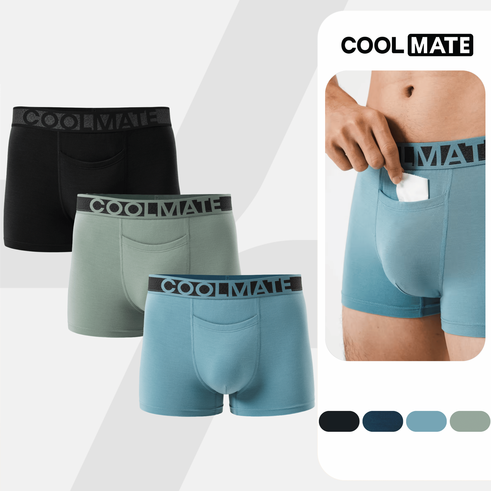 Combo 3 Quần Lót Trunk khe moi Lenzing Modal mềm mại, kháng khuẩn, thấm hút tốt - Coolmate