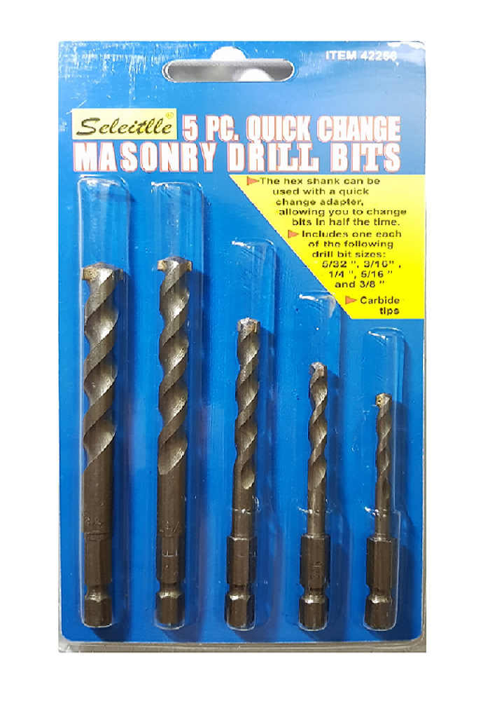 Bộ 5 mũi khoan bê tông đầu gài chuôi lục giác 6.35mm cỡ mũi 4.5.6.8.10mm