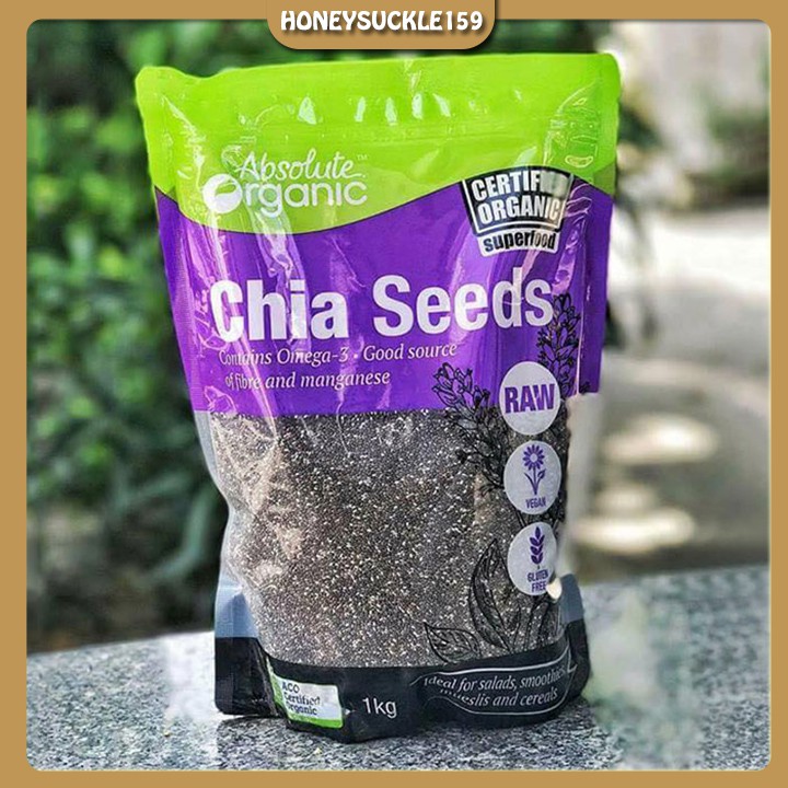 Hạt chia úc tím nhập khẩu - Khối lương 1 kg - Hạn sử dụng tháng 8 năm 2022.