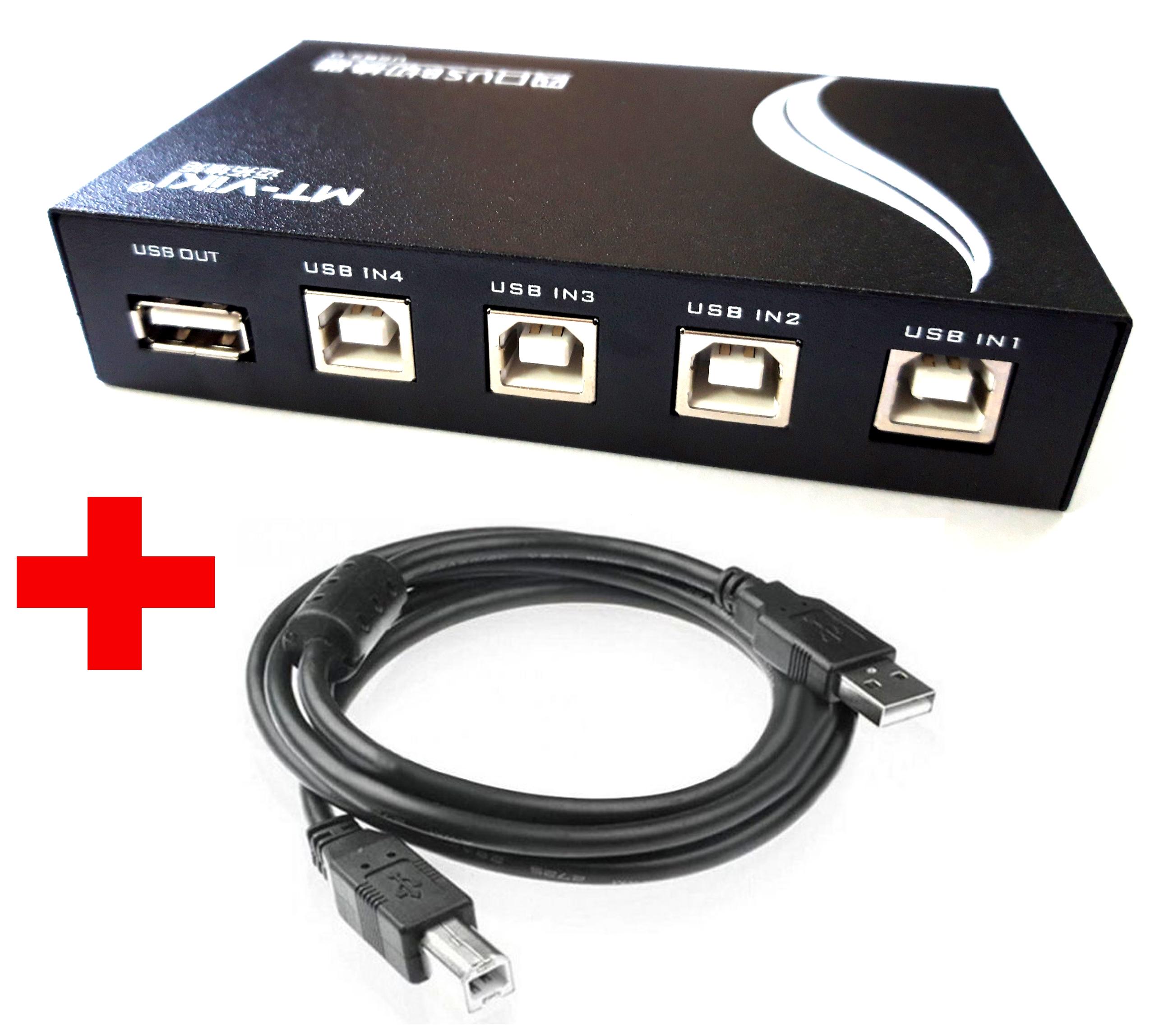 Combo hub chia máy in 1 ra 4 viki 1a4b và cáp máy in usb 2.0 kingmaster