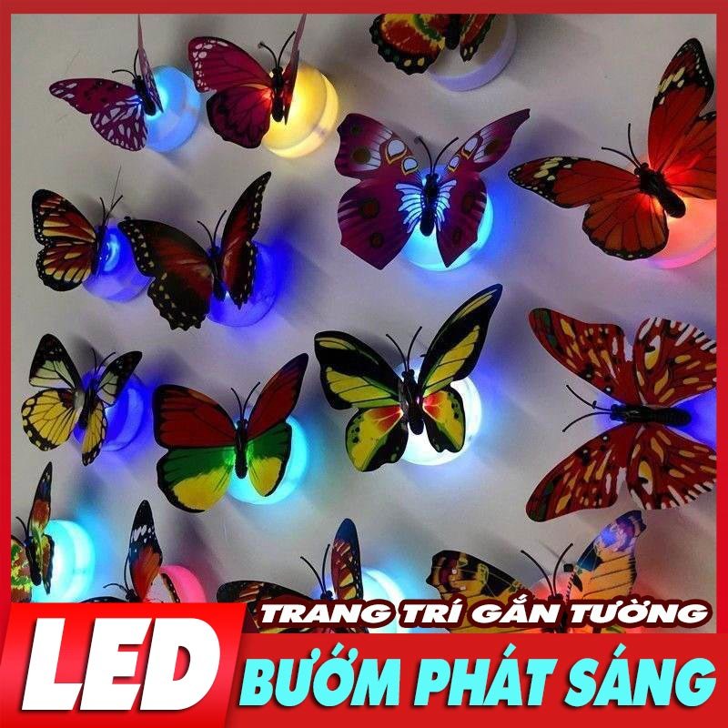 Đèn Bướm Phát Sáng Trang Trí Dán Tường Xe Ô tô Văn Phòng Bàn Làm Việc Nhiều Màu Sắc Làm Đèn Ngủ đèn bướm bằng pin ngộ nghĩnh