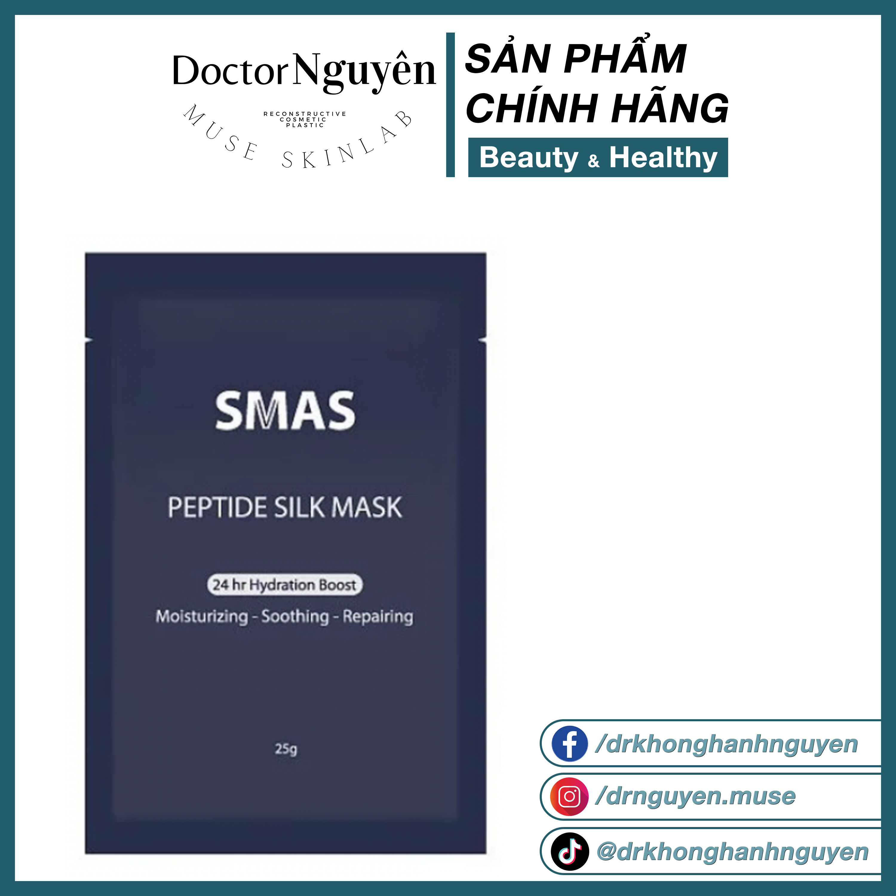 [HÀNG NHẬP KHẨU] Mặt Nạ Cấp Ẩm Phục Hồi Da Smas Peptide Silk Mask 24hr Hydration Boost (Miếng)