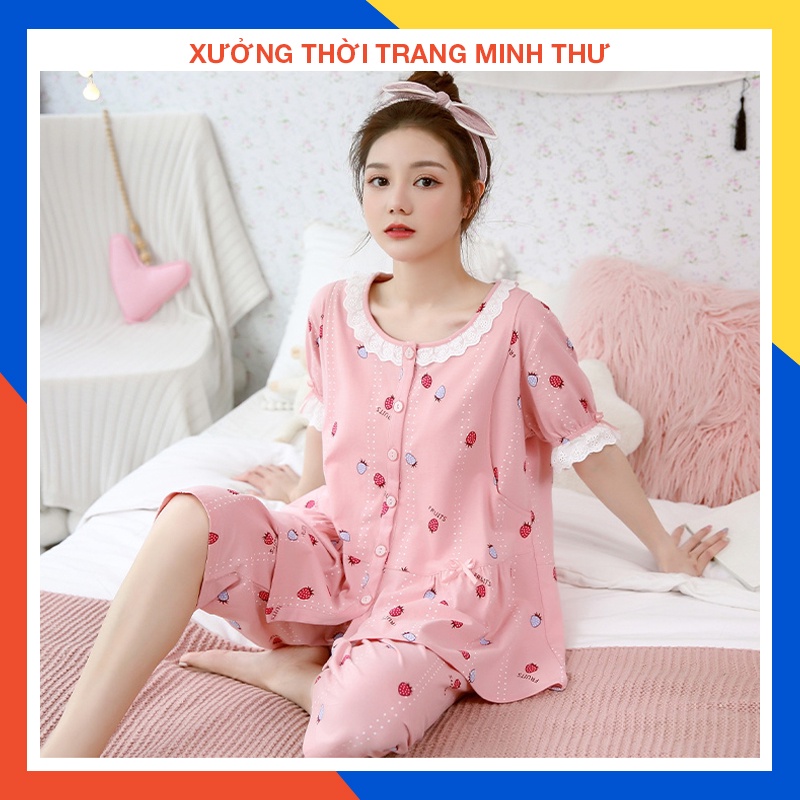 Đồ Bộ bầu - sau sinh - cho con bú - chất liệu coton - mềm - mịn - mát