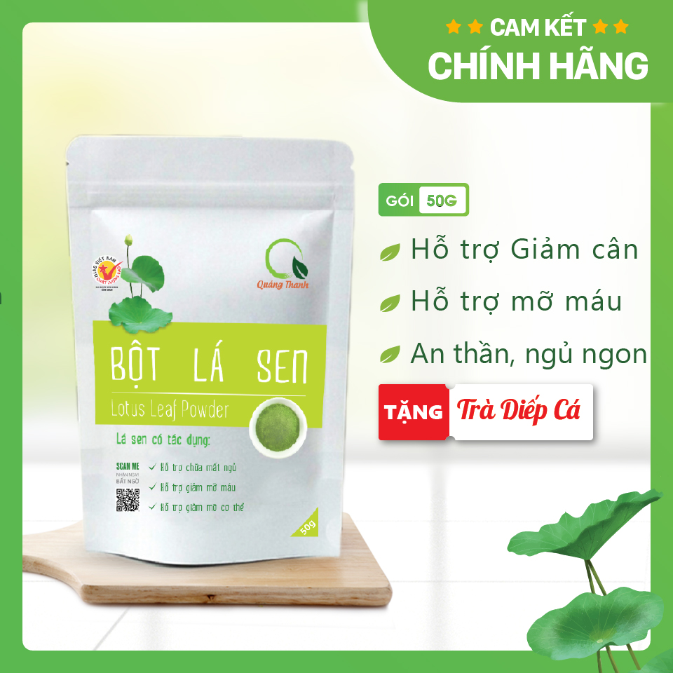[CHÍNH HÃNG] Bột Lá Sen Sấy Lạnh Nguyên Chất  - Giảm mụn, mờ thâm nám, giảm gút, giảm cảm cúm, làm đẹp - Gói 50gr [ DATE MỚI ]