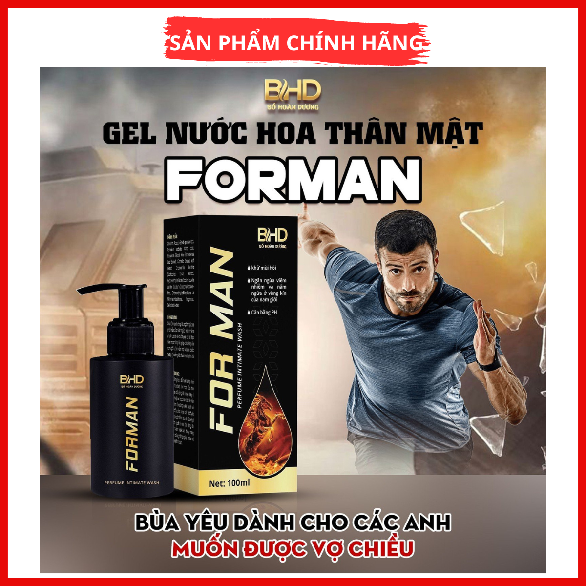 Chính hãng - dung dịch vệ sinh nam for man - kiểm nước hoa 100ml
