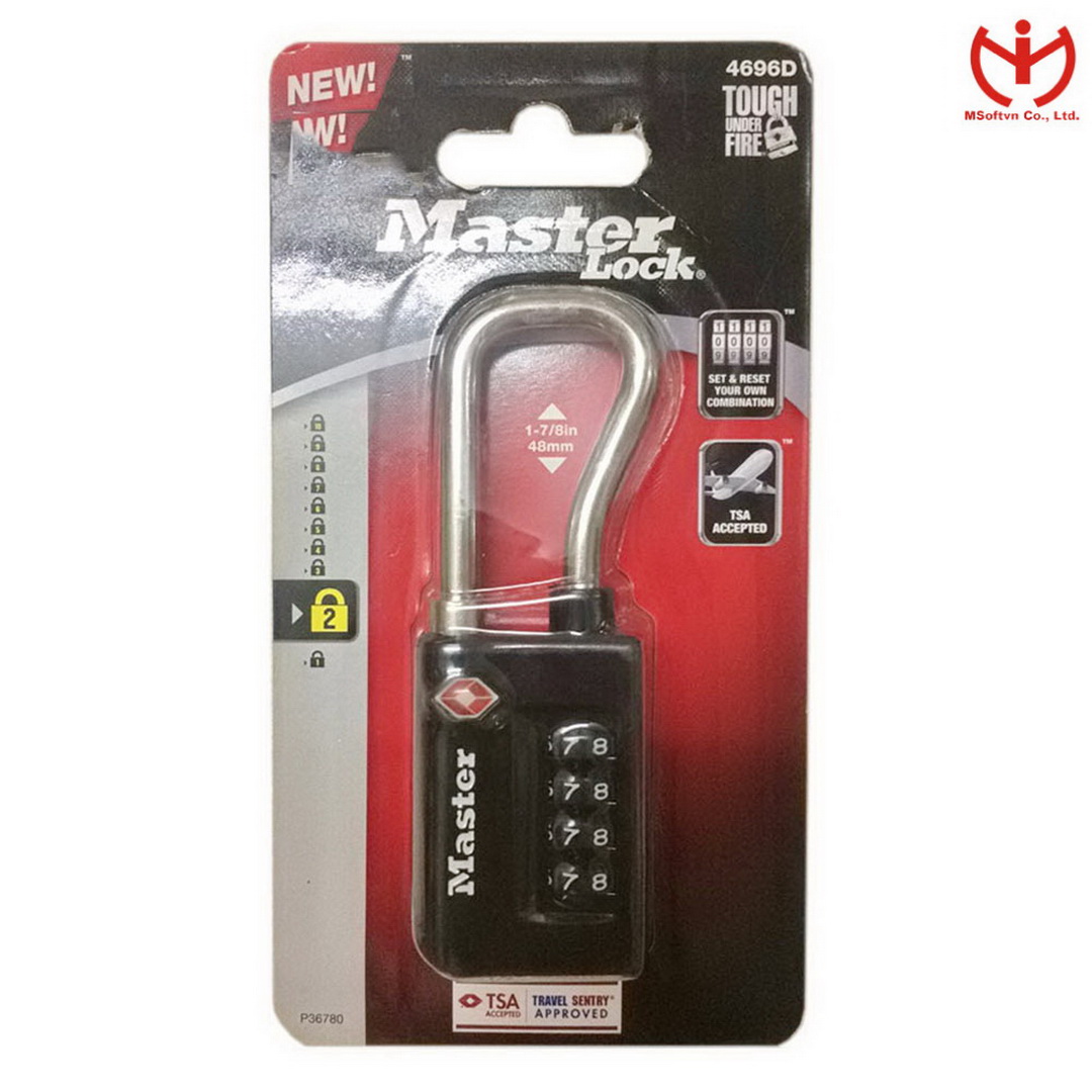 Ổ khóa số Master Lock 4696 D thân rộng 35mm chấp nhận TSA khóa 4 số - MSOFT