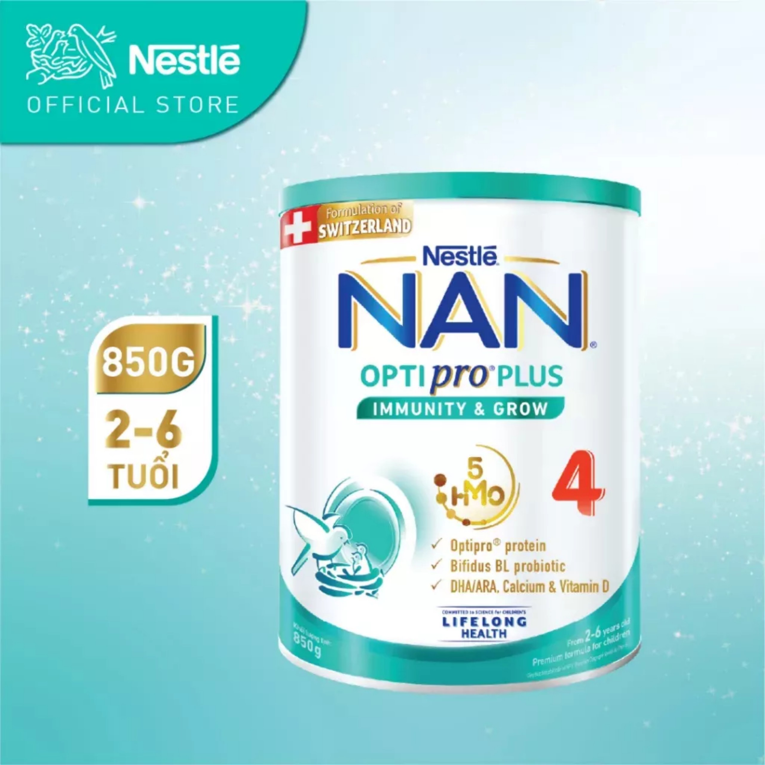 Sữa bột nestle nan optipro plus 5hmo số 4 – hộp 850gr-1600gr