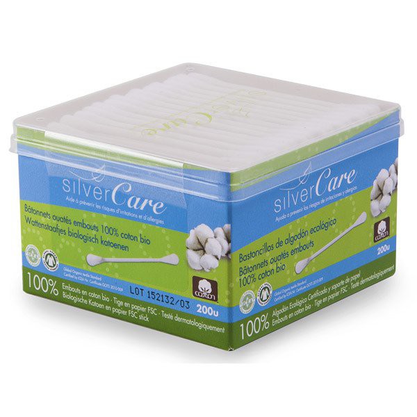 Bông tăm hữu cơ silvercare hộp 200 cái - leaf organic hcm