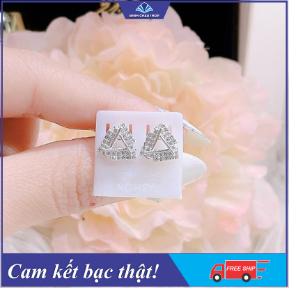 Bông tai trai, bông tai bạc gắn đá, bông tai mẫu mới, bông tai bạc nữ, bông tai bạc mẫu mới